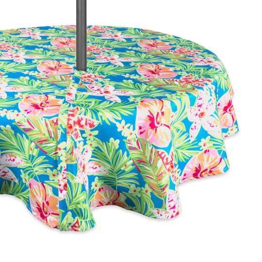 DII® 60" Round Summer Floral Outdoor Tablecloth with Zipper